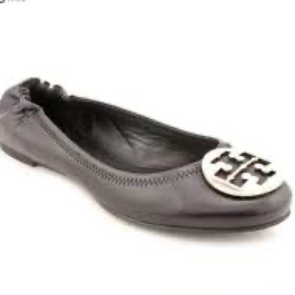 Tory Burch Reva Flat Grey and Silver Size 6